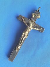 ANTICO CROCIFISSO PORTATIVO IN OTTONE, INSERTO IN LEGNO, CRISTO IN BRONZO (W)