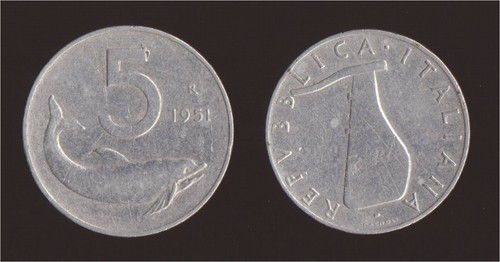 Lire 1951 delfino timone - 1951, e