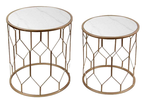 Set tavolini metallo oro - set,