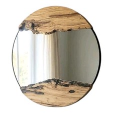 Specchio rotondo in legno di
