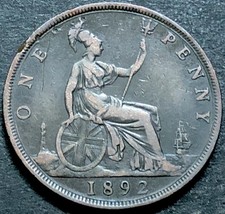 1892 PENNY COIN-1d BRITISH