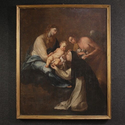 Antico dipinto religioso olio
