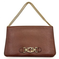 Borsa a tracolla vintage Christian Dior catena pelle marrone logo CD Francia