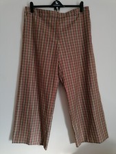 Pantaloni Giulietta Hobbs gamba larga check misto lana UK 18