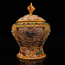 4'' tibet silver filigree gold