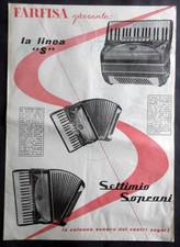 FISARMONICA FARFISA Linea S - Settimio Soprani  pubblicità anni 50- 47x35 cm ca