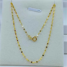 Collana maglia labbra bacio donna catena oro giallo puro 18 carati Real Au750 18 pollici