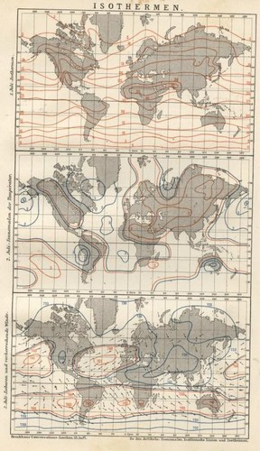 1895 antica mappa isoterme - 1895, nel
