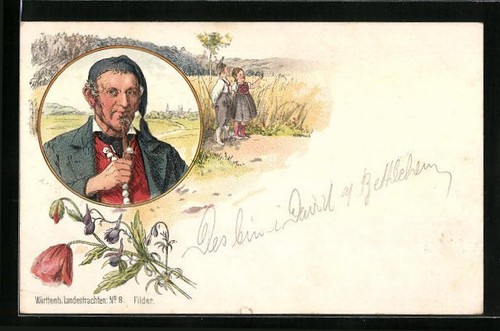 Litografia antico costume - costume, uomo