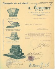 Lettera int. A. GESTETNER Ciclostile. S. MARIA SEGRETA. Milano 1908