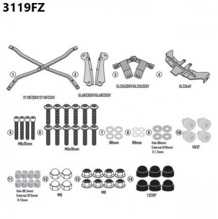 Kit portapacchi givi 3119fz - kit,