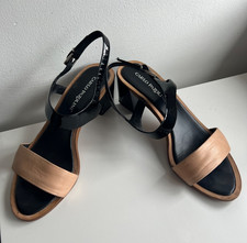 CARLO PAZOLINI taglia 40 UK 7 tacco a spillo beige nero pelle