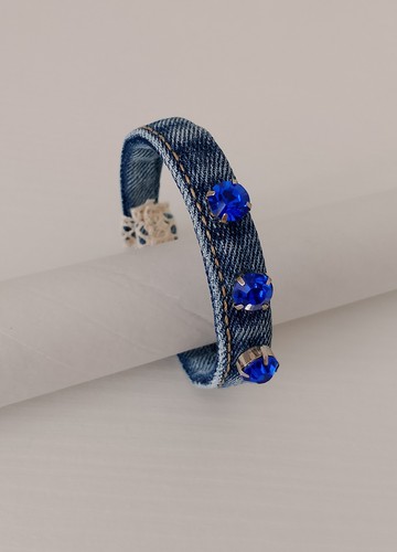 Braccialetto jeans blu con - in,