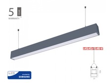 Lampada Led Lineare A Sospensione 60W Corpo Nero Doppia Illuminazione UP-DOWN Di