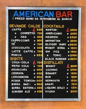 Listino prezzi bar originale