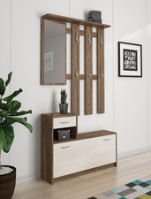 Ingresso Clint, Entratina Moderna Con Specchio, Mobile Con Scarpiera, Armadietto