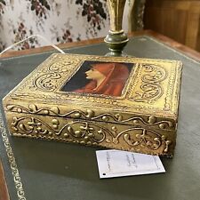 Scatola fiorentina vintage portagioie in legno gesso e oro Santa Fabiola anni 50