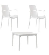 Set 3 Pezzi Giardino Terrazzo Sedie poltrona Lounge Ginevra S-C-A-B Tavolo Basso