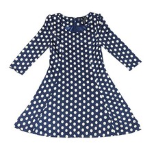 Abito pattinatore lapislazzuli grande a pois preppy retrò rockabilly blu navy bianco