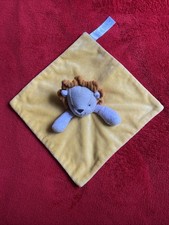 ?? Doudou plat lion OBAIBI OKAIDI jaune crinière orange carré blanc pois NEUF