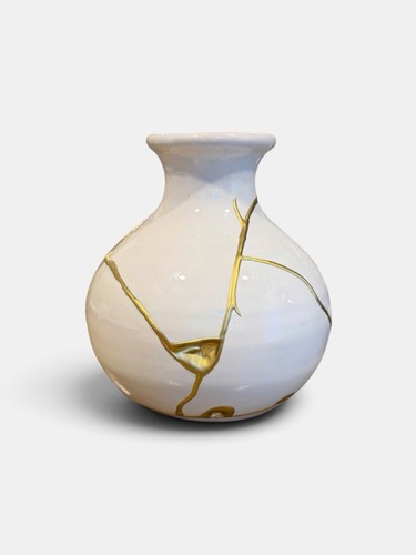 Kintsugi vaso ceramica bianca - vaso,