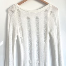 Abito in maglia Y2K senza schiena invecchiato strappato elasticizzato bianco taglia M