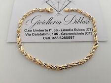 BRACCIALE In ORO 18 Karati 750% Uomo Donna GIALLO BIANCO Maglia Catena Bicolore