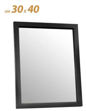 SPECCHIO DA PARETE CORNICE NERA LEGNO MDF MURO CLASSICO MODERNO 40*30 cm