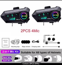 Coppia Interfono Moto  Bluetooth 5.3 Auricolare Impermeabile 300m Per Casco Moto