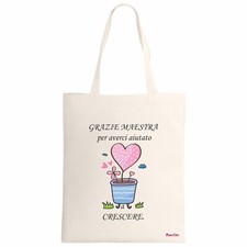 borsa ecru scritta grazie