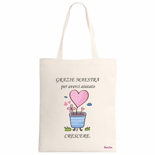 Borsa ecru scritta grazie - scritta,