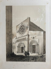 Tuscania - Viterbo - Santa Maria - 1842 G. Moore - Stampa Antica ORIGINALE Lazio