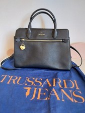 Trussardi Jeans Borsa Donna Nera Pelle Martellata Tracolla & Manici Capiente