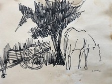 Cavallo, schizzo in feltro