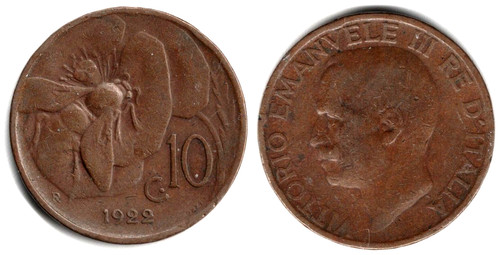 Italia centesimi 1922 - 10, centesimi,