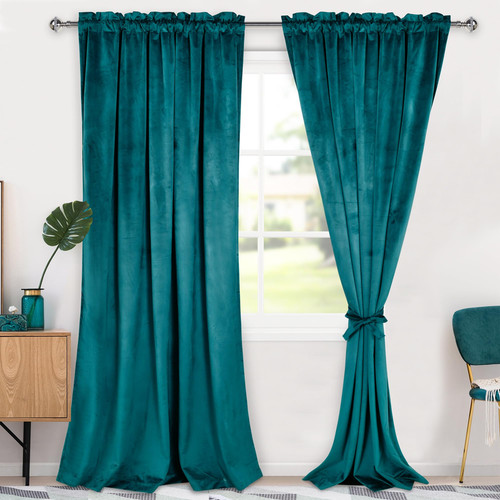 Tende velluto hiasan teal - in,