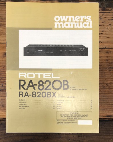 Rotel 820b 820bx - ra-820b, ra-820bx