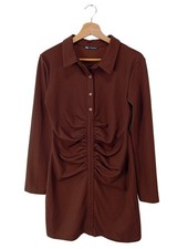 ZARA Abito a maniche lunghe Donna Abito Taglia IT 42 marrone elegante