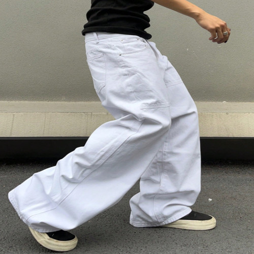 Men white baggy jeans - men’s,