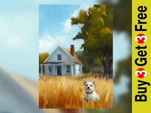 Quadro casa campagna cane - quadro, di