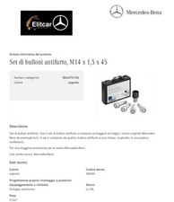 Kit Bulloni Bloccaggio Ruote Mercedes Benz Dadi Prevenzione Furto Acciaio Argent
