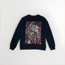 Felpa pullover uomo FRANKIE MORELLO taglia M stampa grafica astratta blu scuro