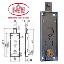 SERRATURA CENTRALE PER BASCULANTE GARAGE PREFER B 511 2 CHIAVI CILINDRO TONDO