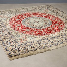 Tappeto Nain Antico Cotone Lana Nodo Grosso Fatto a Mano 204 x 198 cm