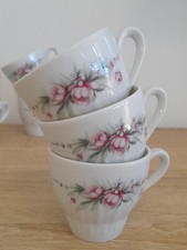 Rehau Porzellan Bavaria Germany Set Di 12 Tazzine Da Caffè Decoro Fiori Vtg.