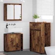 Set di mobili per il bagno con cassetto 3 pcs Legno vecchio