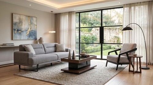 Set divano grigio tessuto - set,