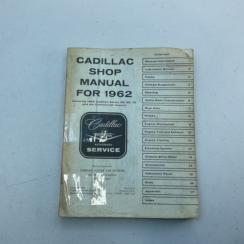 Manuale negozio cadillac 1962 - manuale,