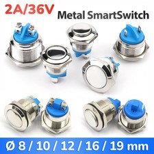 Interruttore Pulsante ON/OFF SmartSwitch 12V/24V 8-19mm IP67 Acciaio Illuminato LED