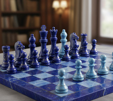 Set scacchi in marmo lapislazzuli fatti a mano | scacchi in marmo fatti a mano | set interni